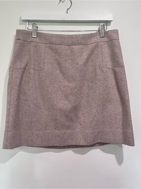 J.Crew Wool Blend Mini A-Line Skirt Heather Oatmeal Size 8 Academia Neutral Fall